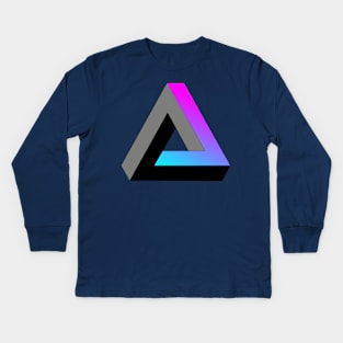 Impossible triangle with cyan to magenta gradient Kids Long Sleeve T-Shirt